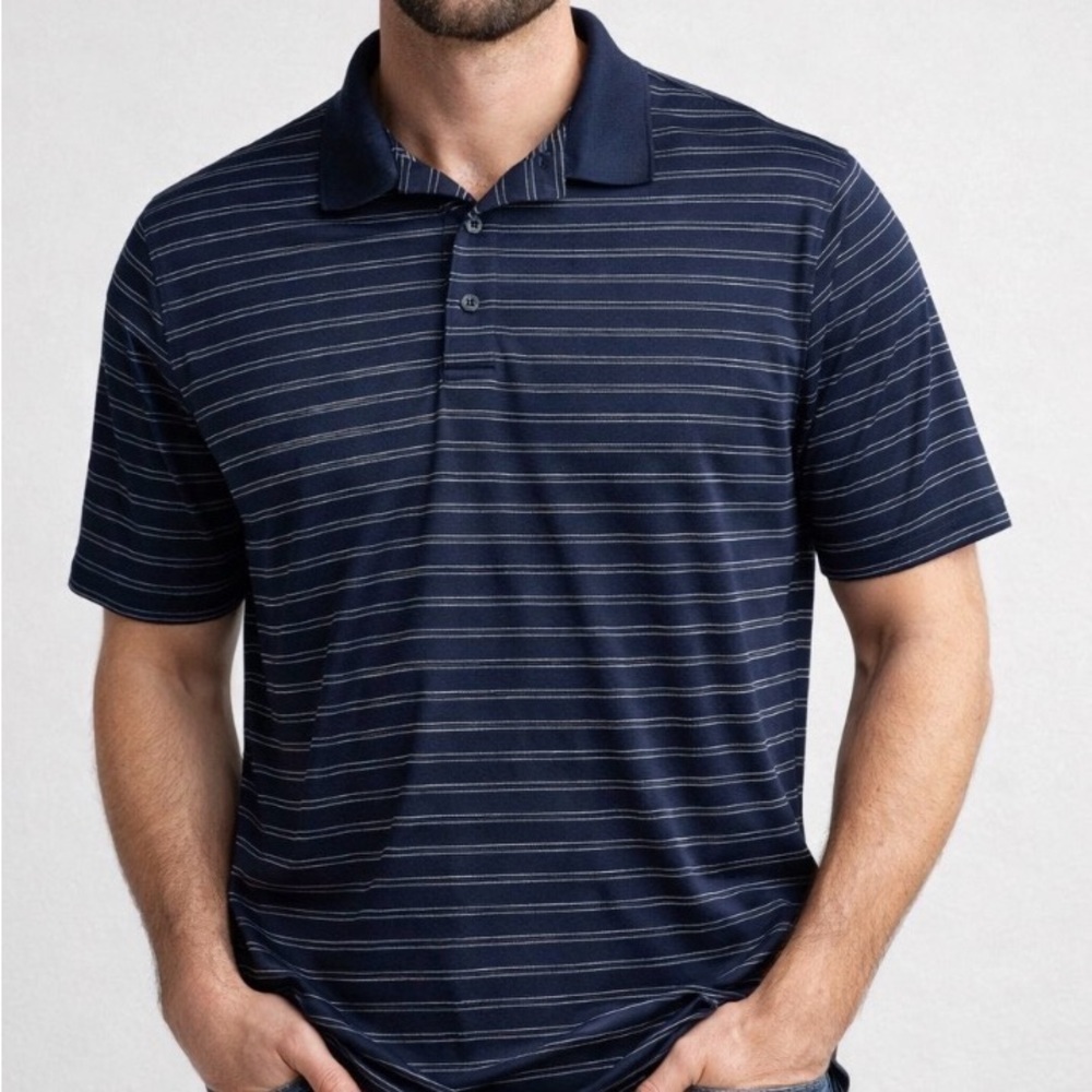 Greg Norman MICRO PIQUE CLASSIC STRIPE gray & black stripped V-neck Greg Norman